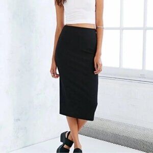 UO Silence + Noise Uni Ribbed Midi Pencil Skirt